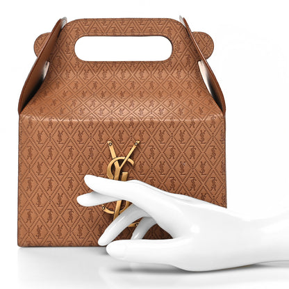 Saint Laurent Calfskin Monogram Take Away Box Dusty Vintage Brown Gold 2 of 11