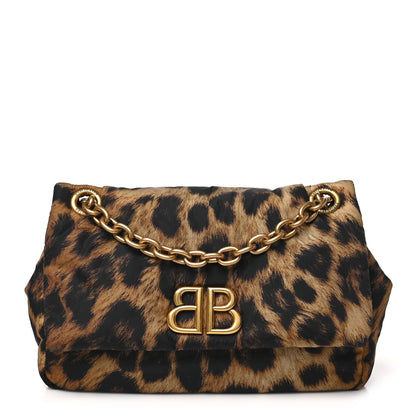 Balenciaga Nylon Monaco Mini Leopard Shoulder Bag Brown 1 of 10