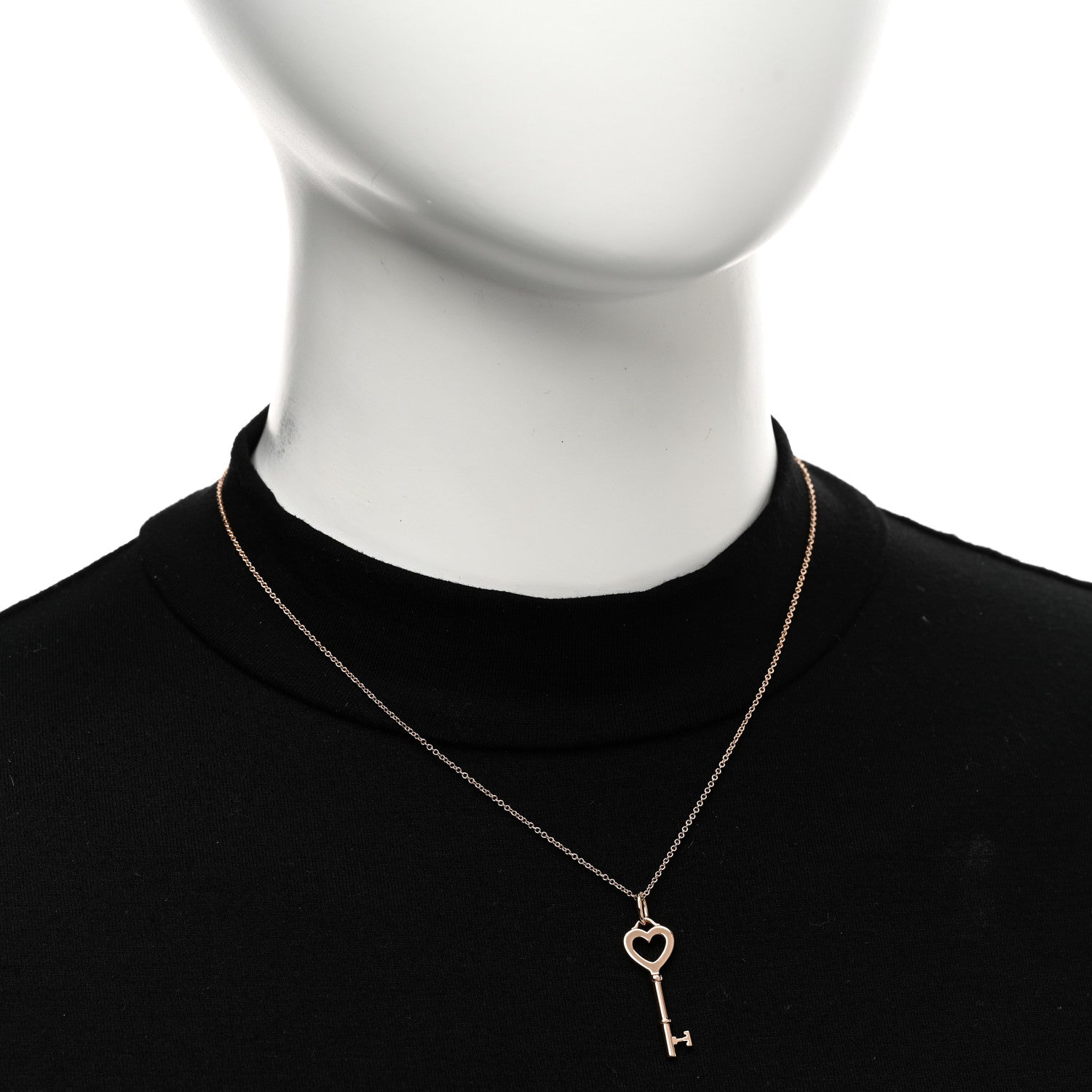 Tiffany 18K Rose Gold Mini Heart Key Pendant Necklace 2 of 5