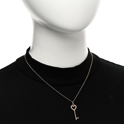 Tiffany 18K Rose Gold Mini Heart Key Pendant Necklace 2 of 5