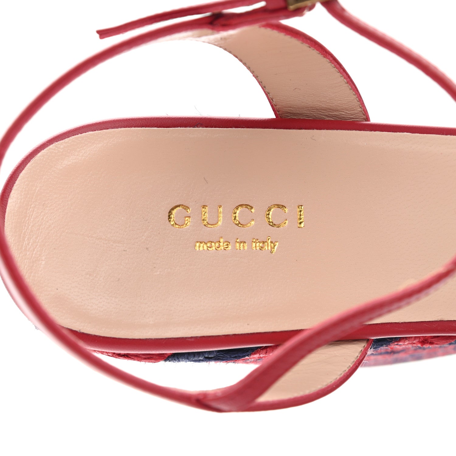 Gucci Lifford Calfskin Aitana Espadrille Platform 45/130mm Wedge Sandals 38 Hibiscus Red 6 of 10