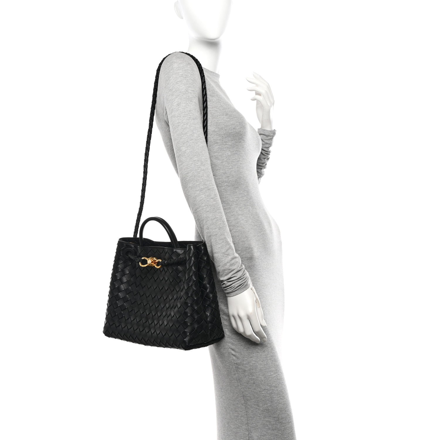 Bottega Veneta Nappa Intrecciato Medium Andiamo Shoulder Bag Black 2 of 9