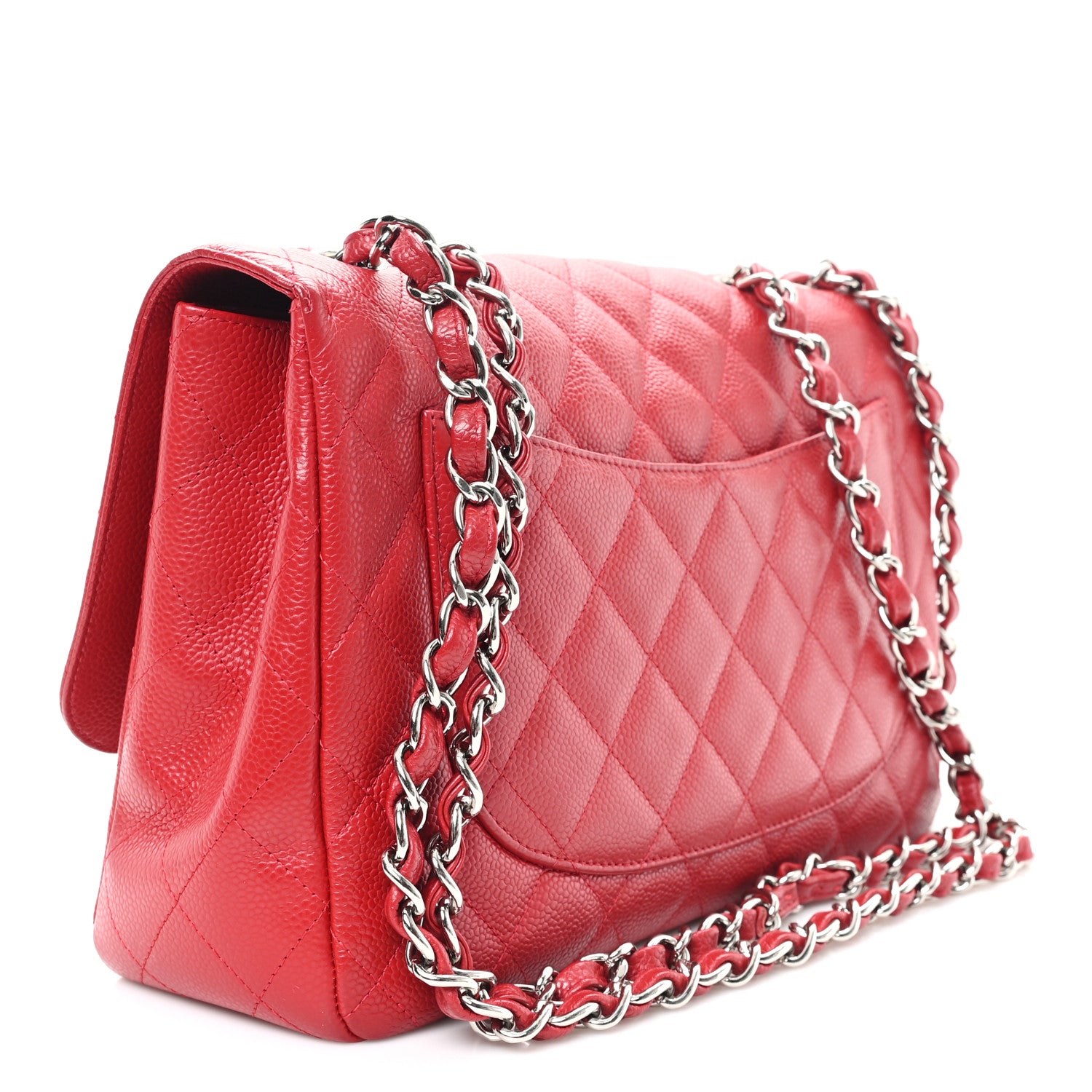 Chanel Caviar Quilted Jumbo Single Flap Red 2 of 11