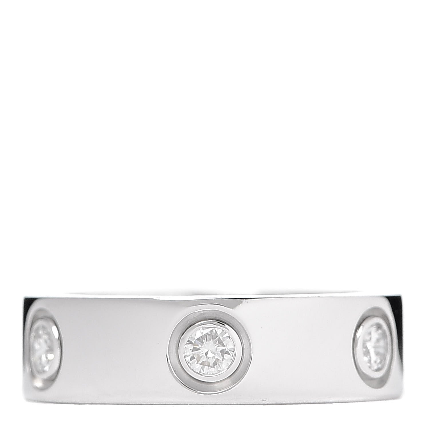 Cartier 18K White Gold 6 Diamond 5.5mm LOVE Ring 50 5.25 1 of 6