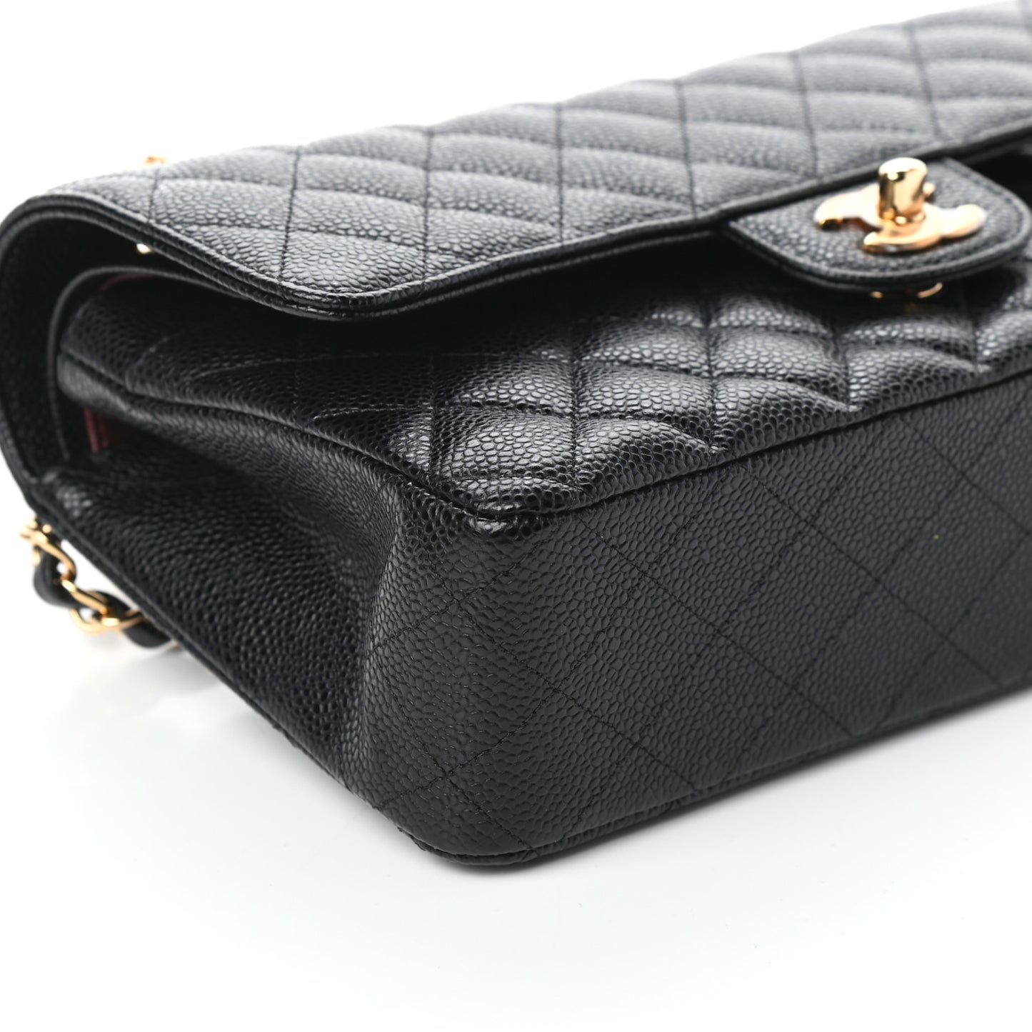 Caviar Quilted Medium Double Flap Black