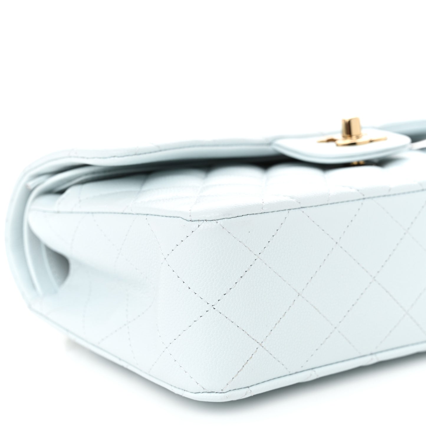 Caviar Quilted Small Double Flap Light Blue
