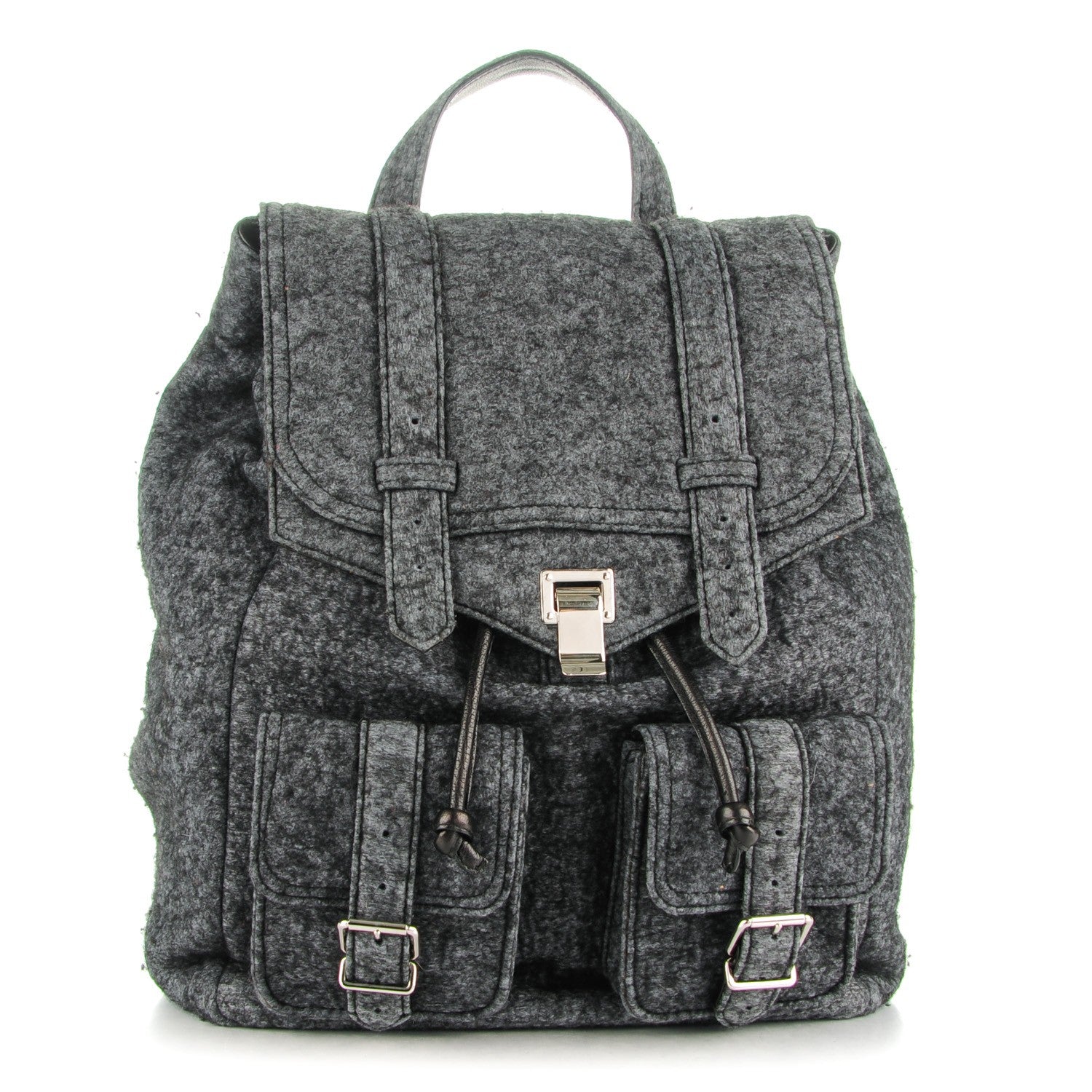 Proenza Schouler Melange Felted Wool PS1 Backpack Charcoal Black 1 of 7