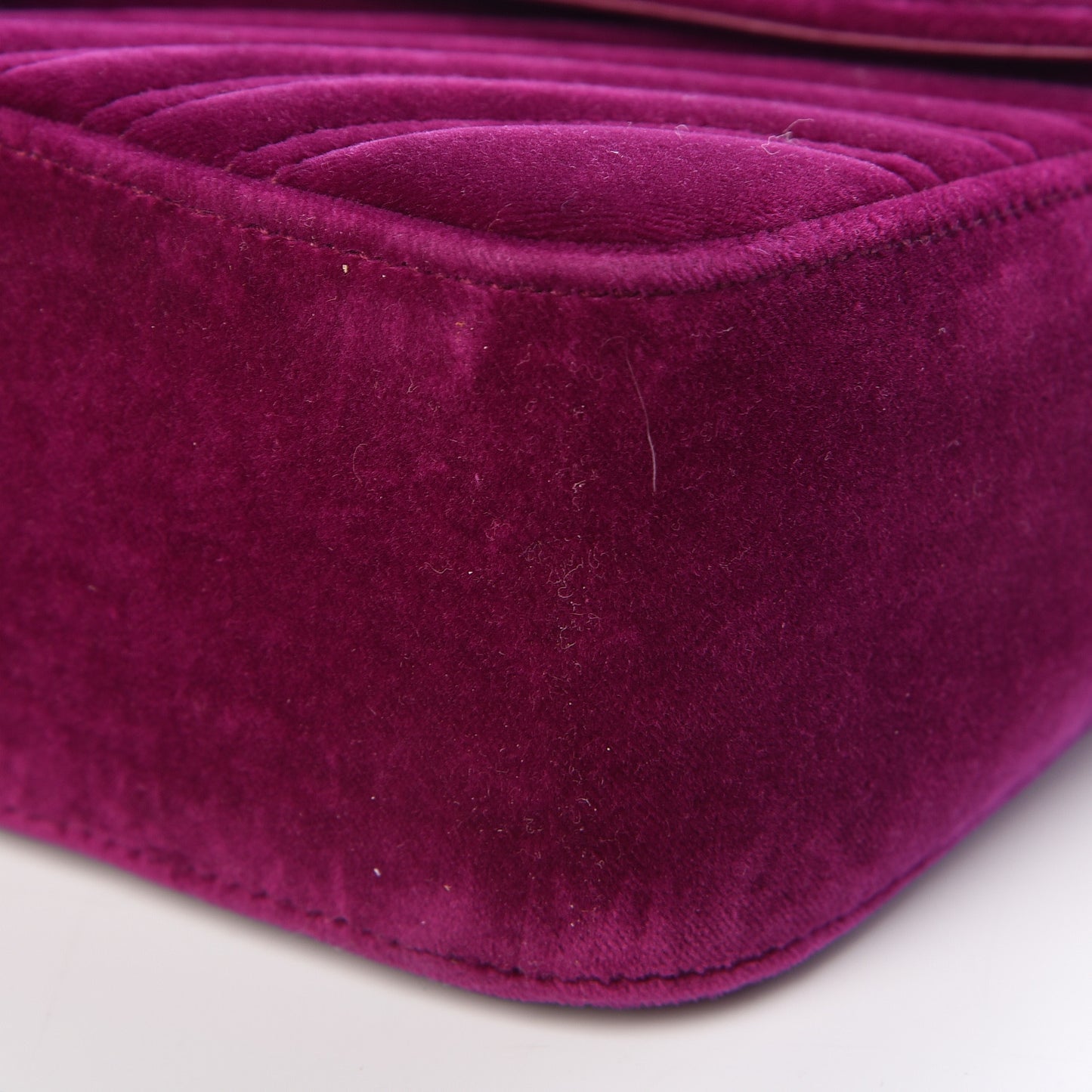 Velvet Matelasse Small GG Marmont Shoulder Bag Fuchsia Violet Cyclamen