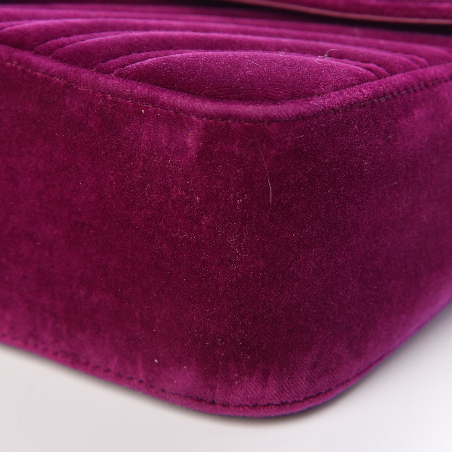 Gucci Velvet Matelasse Small GG Marmont Shoulder Bag Fuchsia Violet Cyclamen 10 of 10