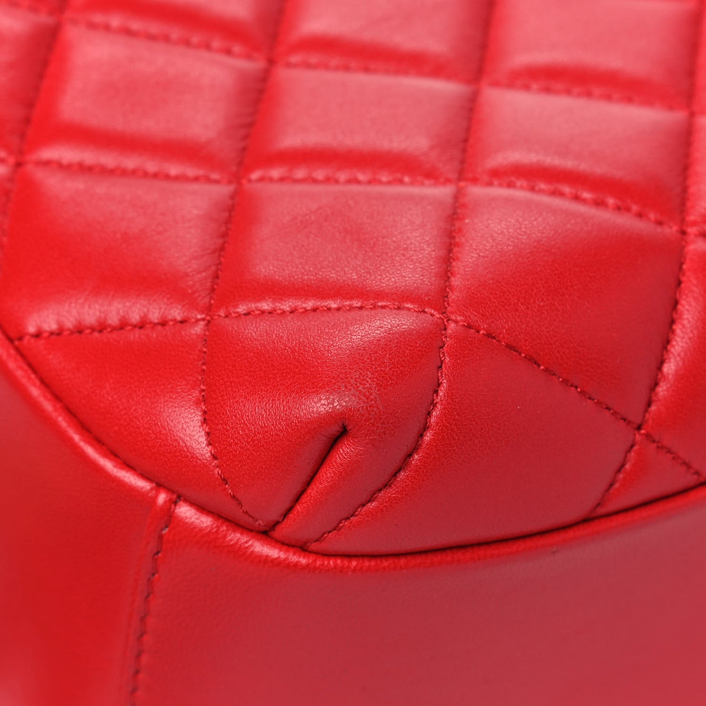 Lambskin Quilted Medium Trendy CC Bowling Bag Red