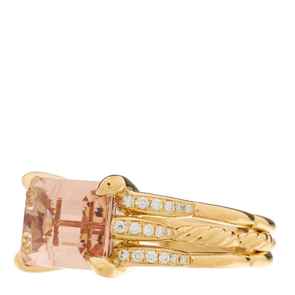 David Yurman 18K Yellow Gold Diamond Morganite Tides Ring 48 4.5 3 of 5