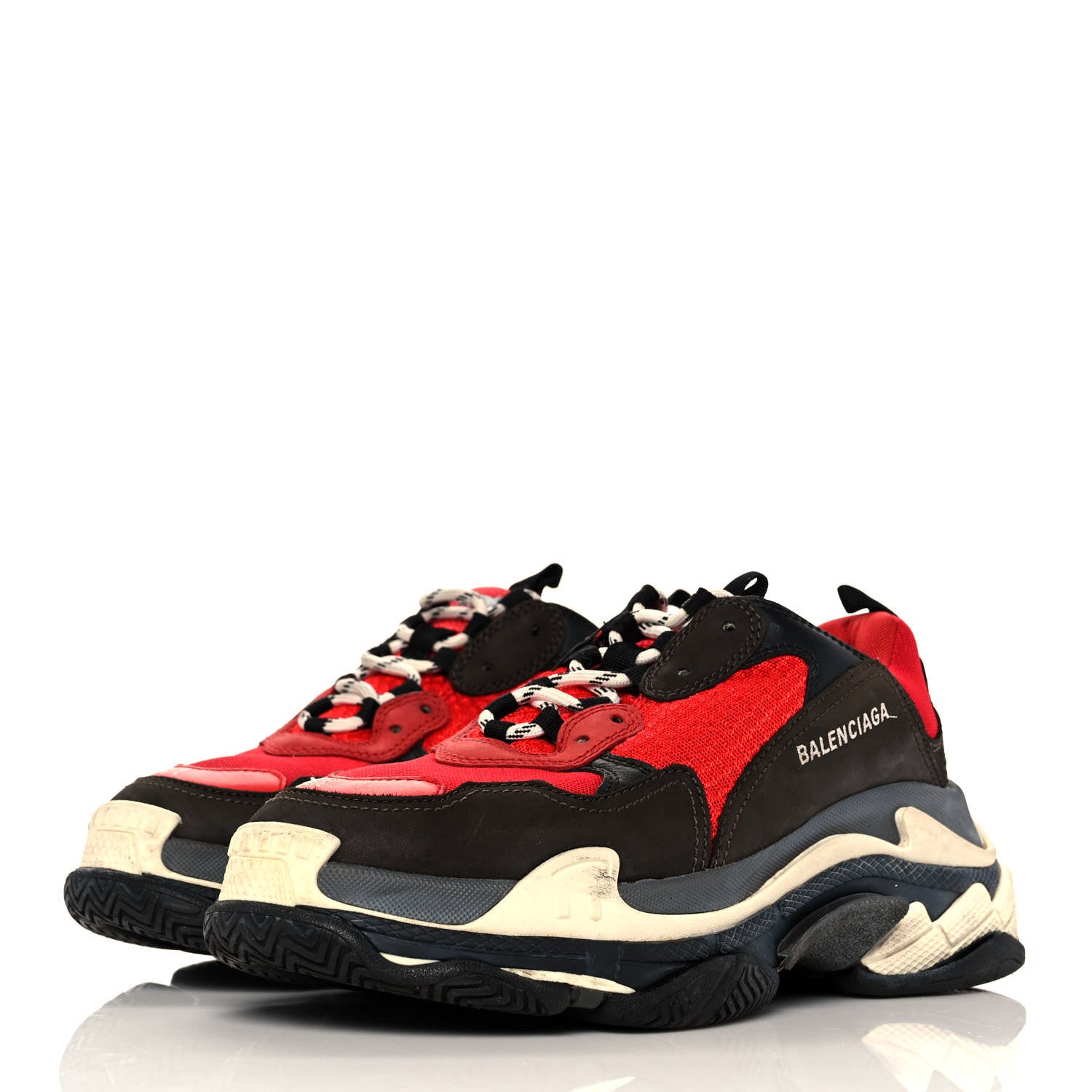 Balenciaga Fabric Mesh Mens Triple S Sneakers 41 Rouge Black 3 of 7