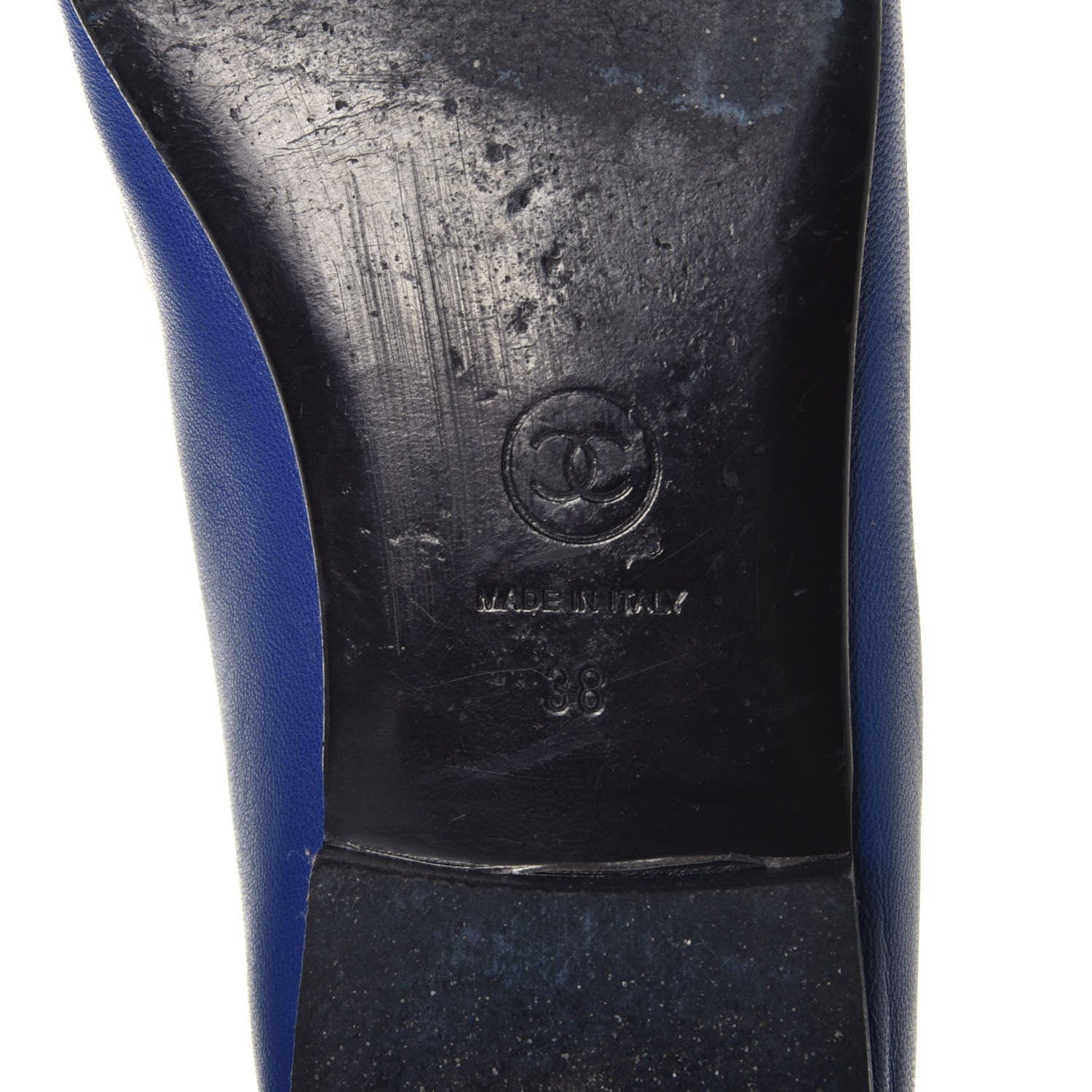 Chanel Lambskin CC Cap Toe Ballerina Flats 38 Blue Black 6 of 7