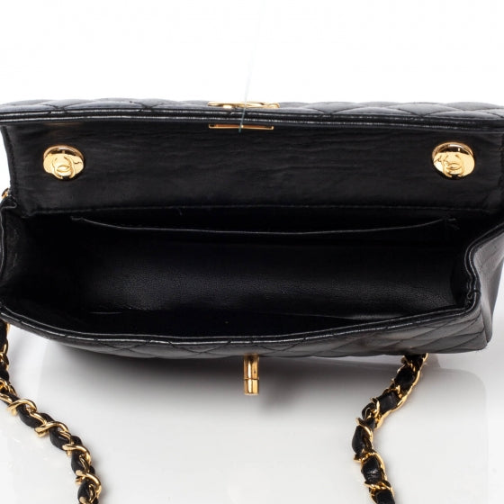 Lambskin Quilted Mini Flap Black
