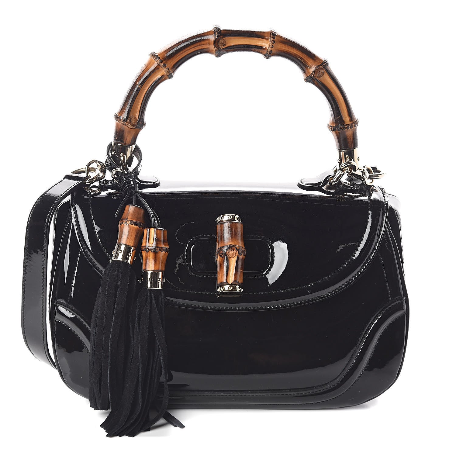 Gucci Patent Medium New Bamboo Top Handle Bag Black 1 of 10