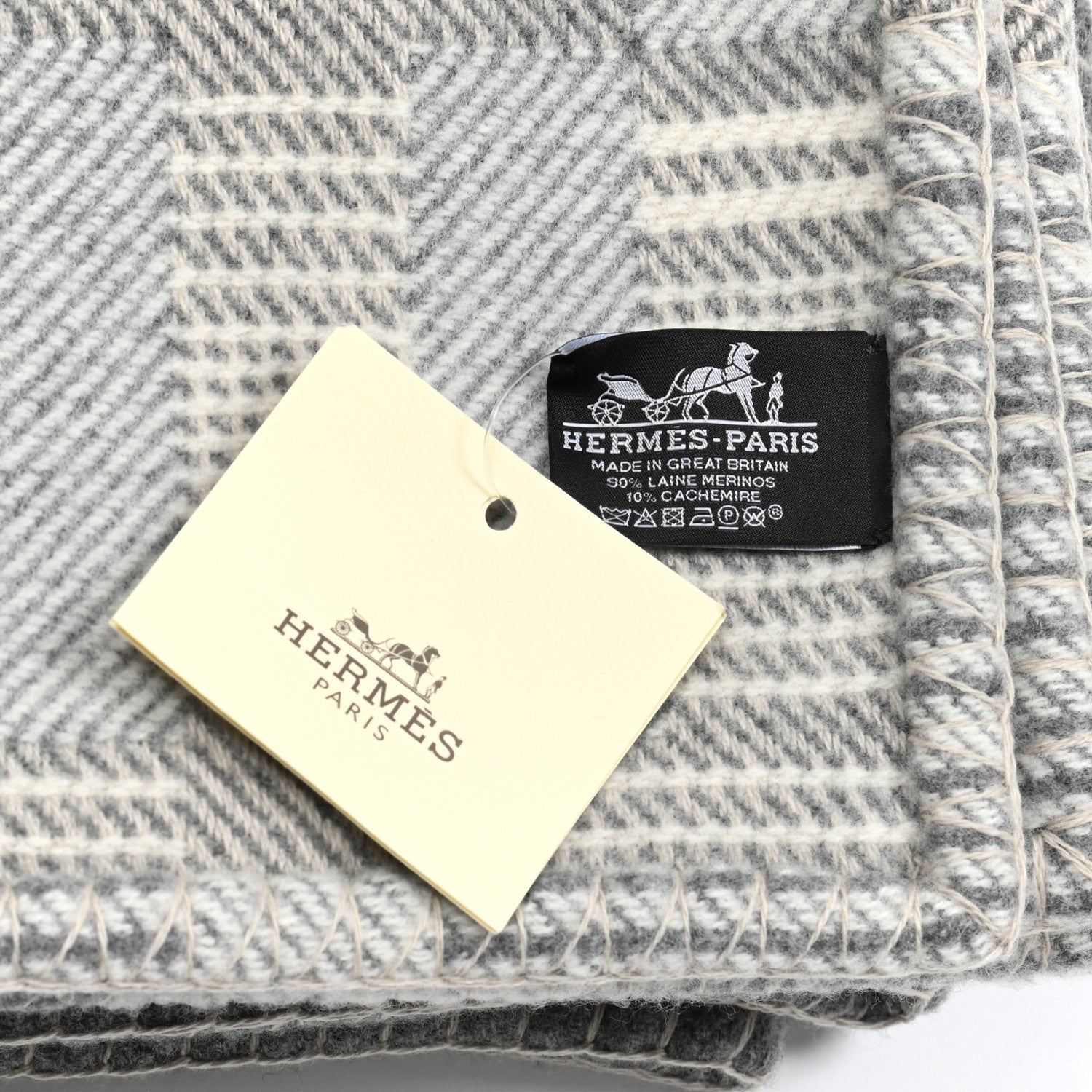 Hermes Wool Cashmere Avalon Paper Block Blanket Gris Acier 3 of 3