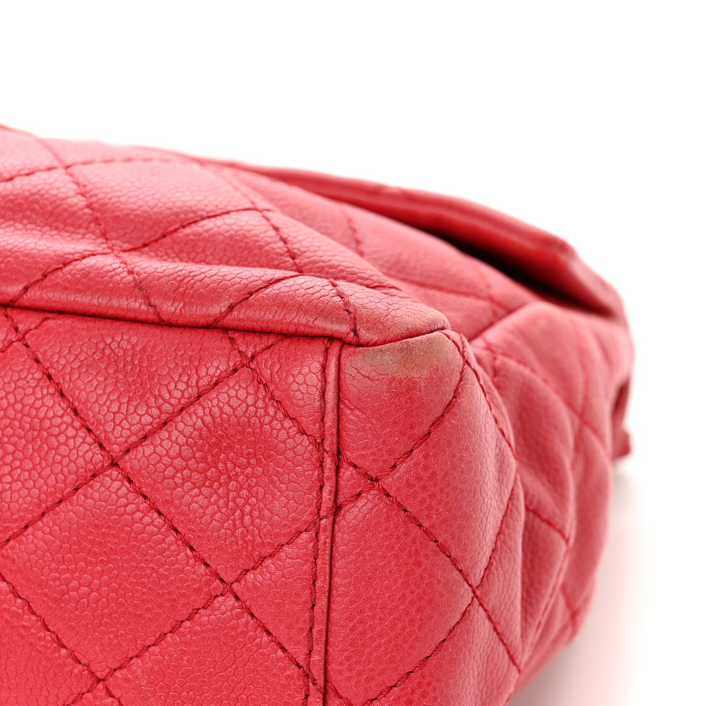 Washed Caviar Quilted Maxi Single Flap Fuchsia