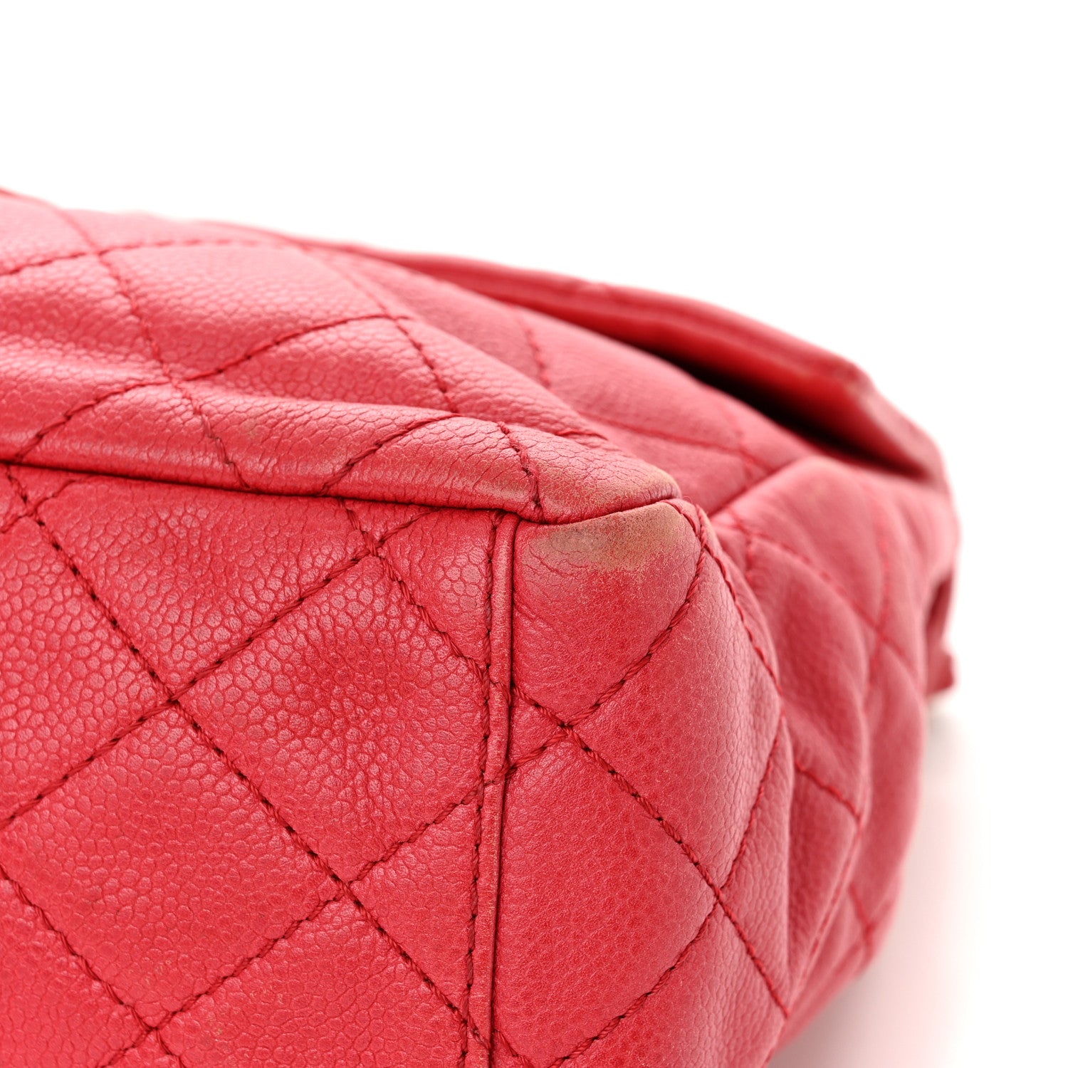 Chanel Washed Caviar Quilted Maxi Single Flap Fuchsia 14 of 16