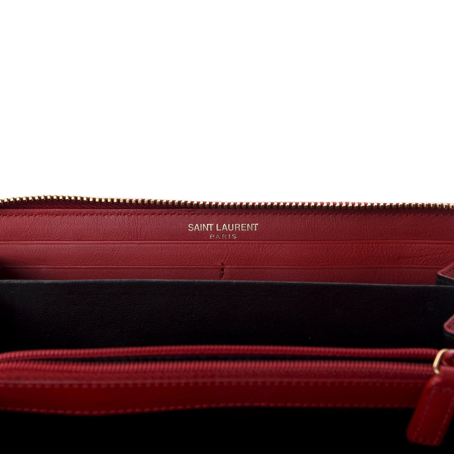 Calfskin Classic Y Ligne Zip Around Wallet Red