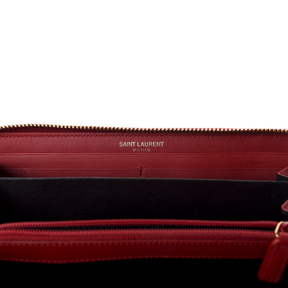 Saint Laurent Calfskin Classic Y Ligne Zip Around Wallet Red 6 of 7