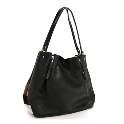 Burberry Grainy Calfskin House Check Medium Maidstone Black 3 of 14