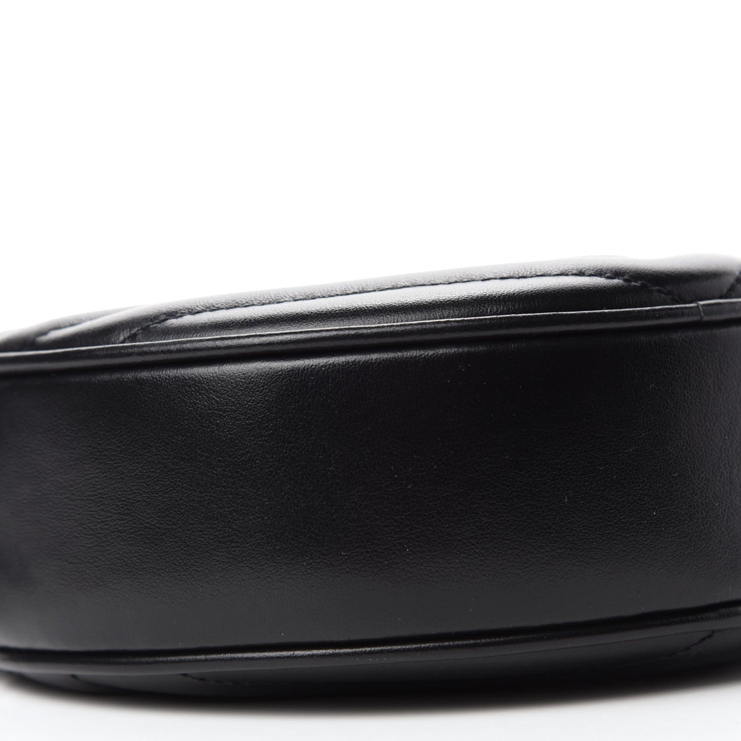Calfskin Matelasse Chevron Round Vinyle Camera Bag Black
