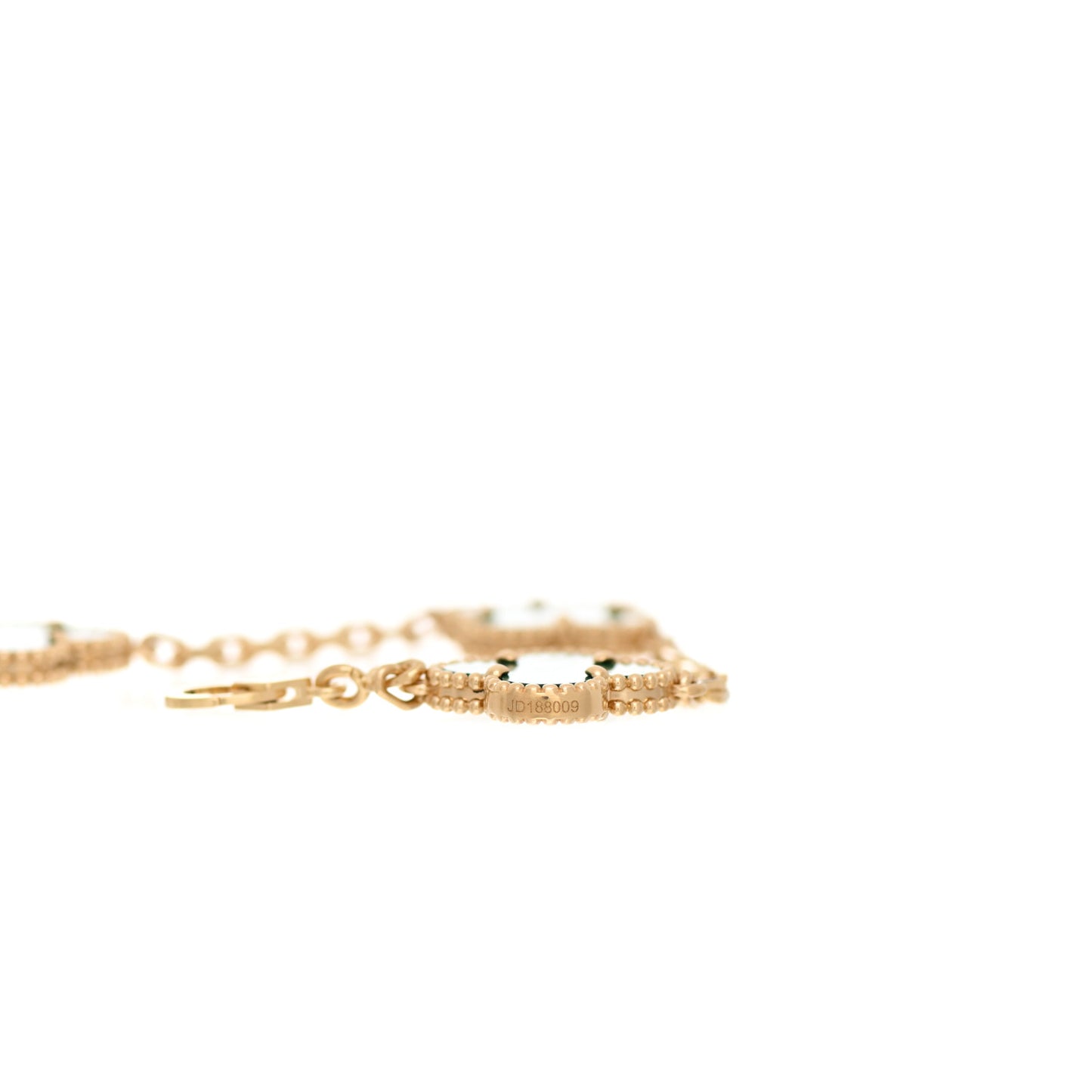 18K Yellow Gold Malachite 5 Motifs Vintage Alhambra Bracelet