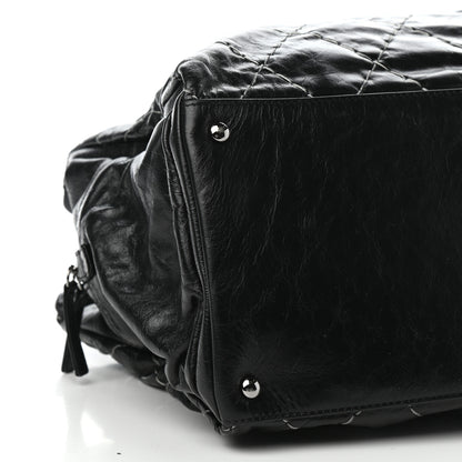 Chanel Glazed Goatskin Double Contrast Stitch Large Tote Black 8 of 11