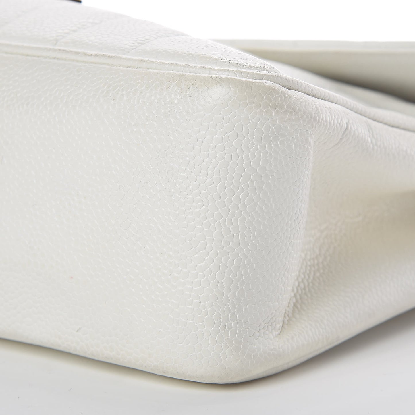 Caviar Vertical Quilted Jumbo Single Flap White