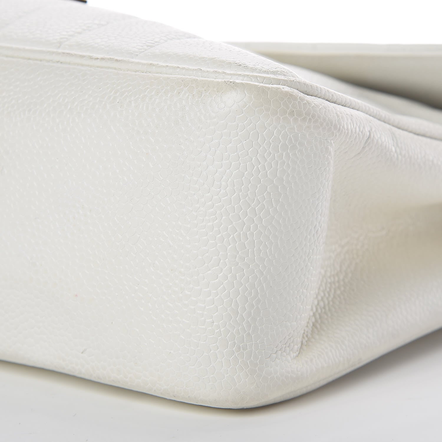 Chanel Caviar Vertical Quilted Jumbo Single Flap White 17 of 22