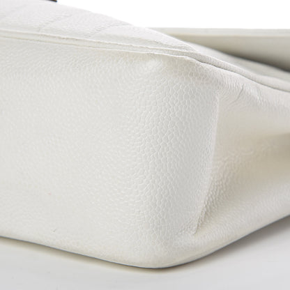 Chanel Caviar Vertical Quilted Jumbo Single Flap White 17 of 22