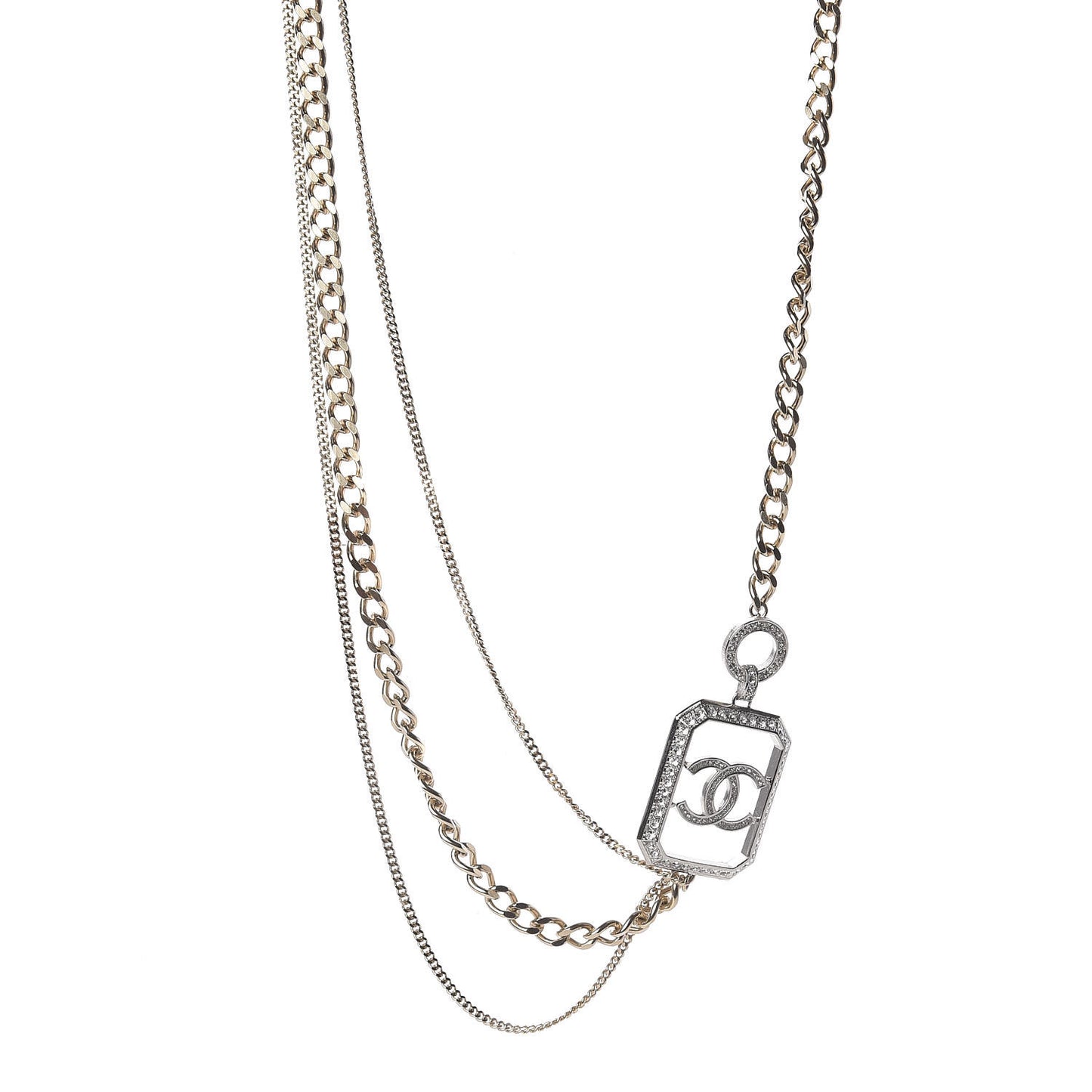 Crystal Chain CC Multi Strand Necklace Gold