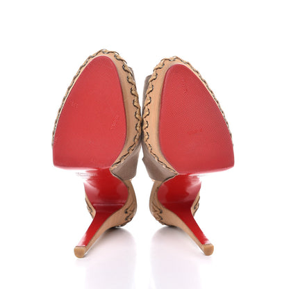 Christian Louboutin Canvas Indiana Sling 140 Pumps 36.5 Taupe 5 of 7