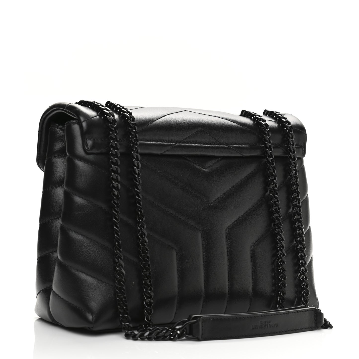 Calfskin Y Quilted Monogram Small Loulou Chain Satchel Black