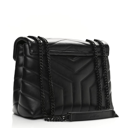 Saint Laurent Calfskin Y Quilted Monogram Small Loulou Chain Satchel Black 3 of 11