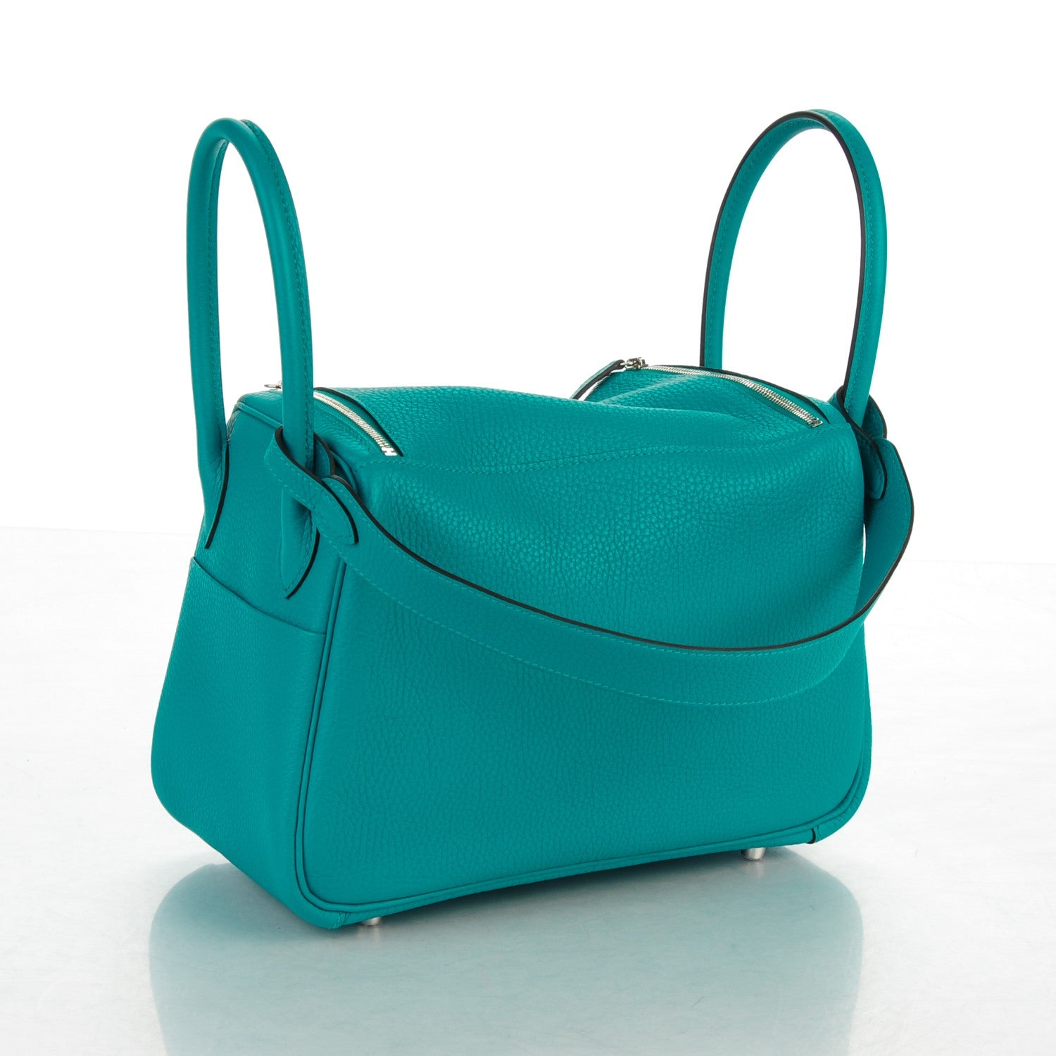 Hermes Taurillon Clemence Lindy 26 Bleu Paon 3 of 7