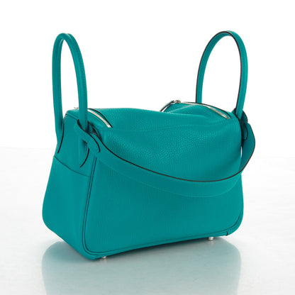 Hermes Taurillon Clemence Lindy 26 Bleu Paon 3 of 7