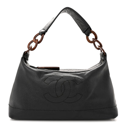 Chanel Caviar CC Wood Chain Hobo Black 1 of 15