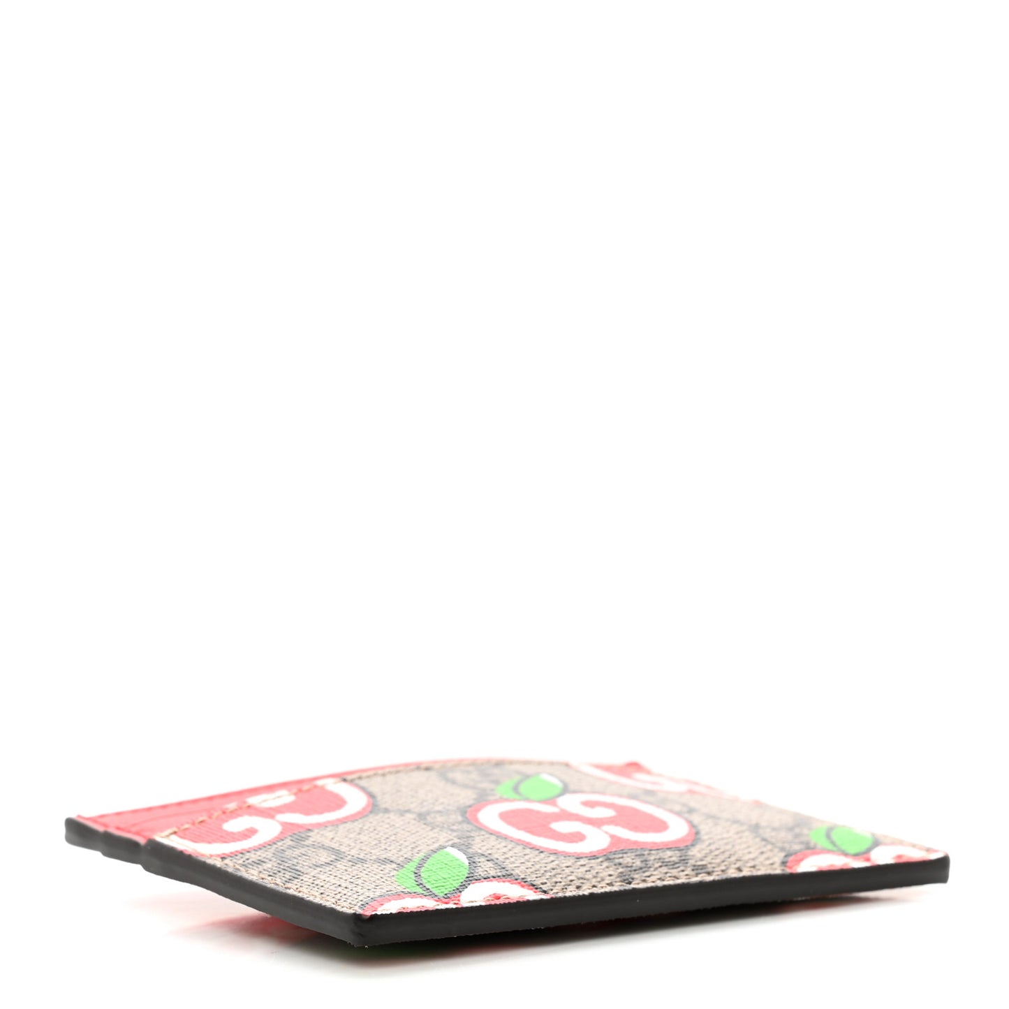 GG Supreme Monogram Apple Card Holder Beige Multicolor Lobster Red