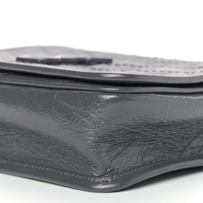 Saint Laurent Crinkled Calfskin Matelasse Monogram Niki Chain Wallet Fog 8 of 8