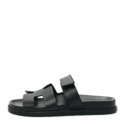 Hermes Calfskin Womens Chypre Sandals 39 Black 1 of 9