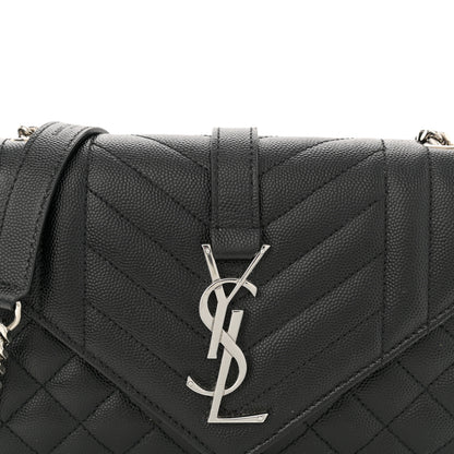 Saint Laurent Grain De Poudre Textured Mixed Matelasse Triquilt Small Monogram Satchel Black 8 of 13