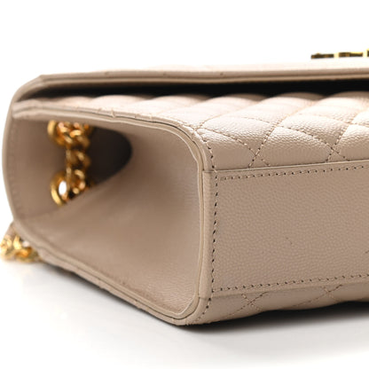 Saint Laurent Grain De Poudre Textured Mixed Matelasse Medium Triquilt Monogram Satchel Dark Beige 8 of 9