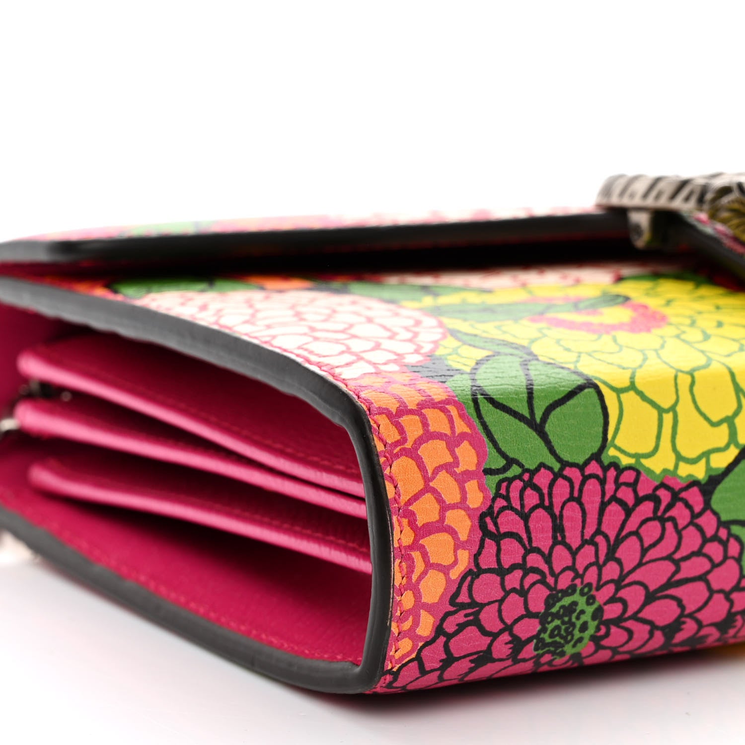 Gucci X KEN SCOTT Textured Calfskin Pomponica Print Mini Dionysus Chain Wallet Multicolor Fuxia Pompon 9 of 11