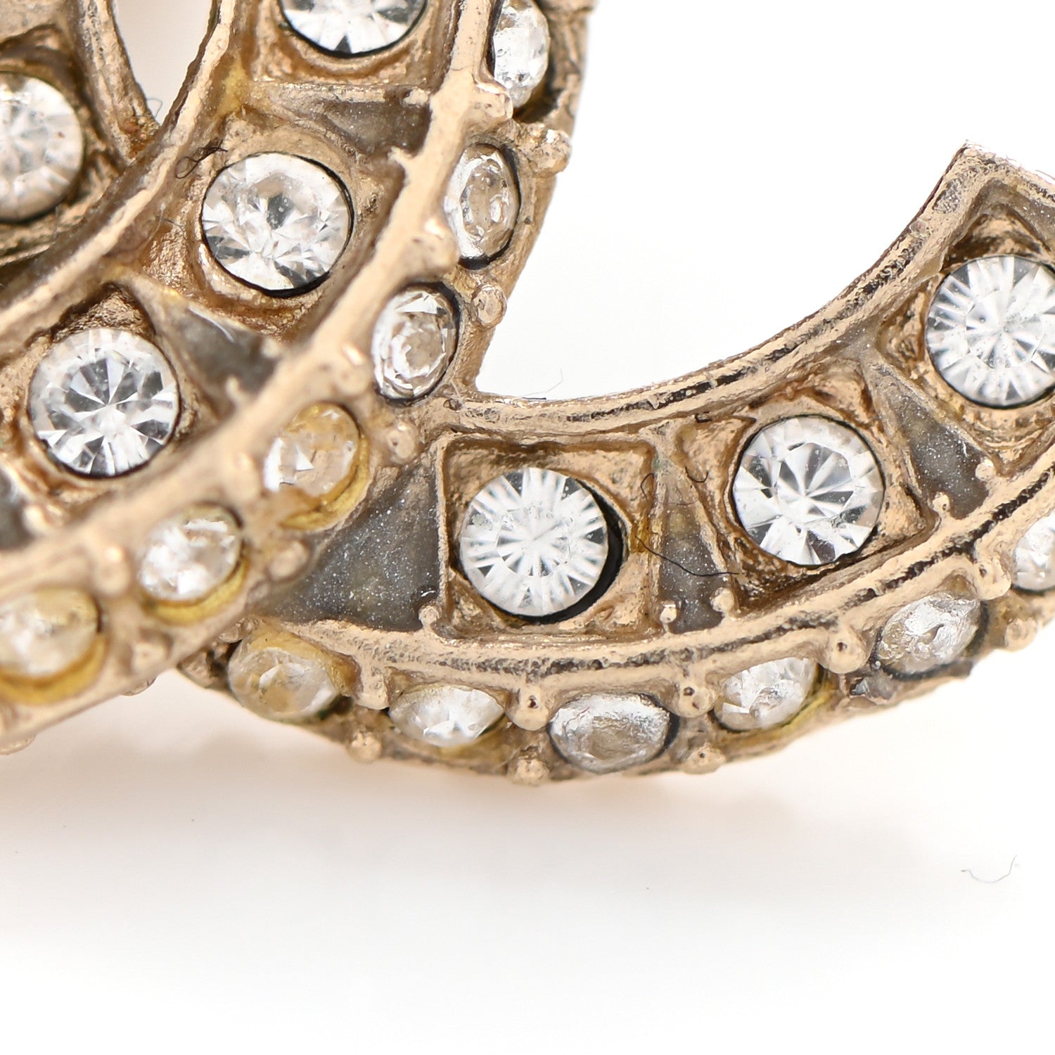 Chanel Crystal Timeless CC Earrings Light Gold 9 of 18