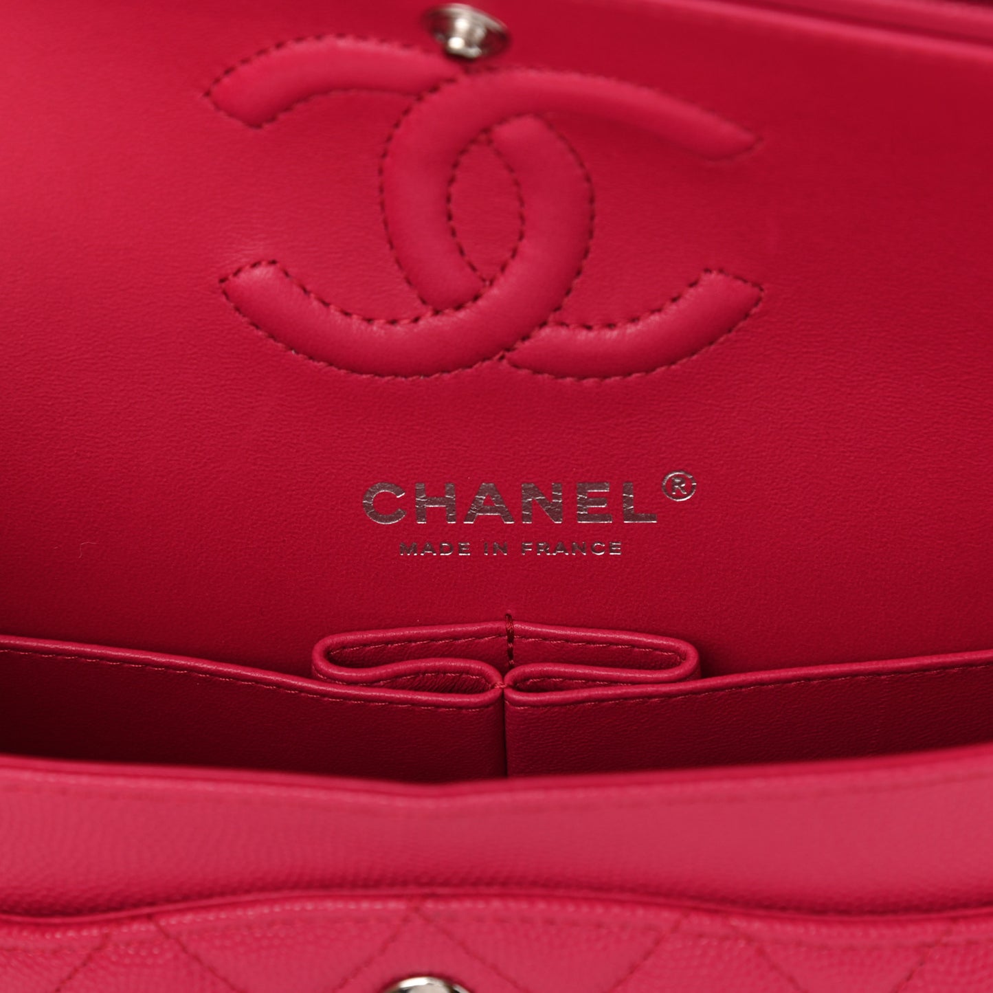 Caviar Quilted Small Double Flap Dark Pink