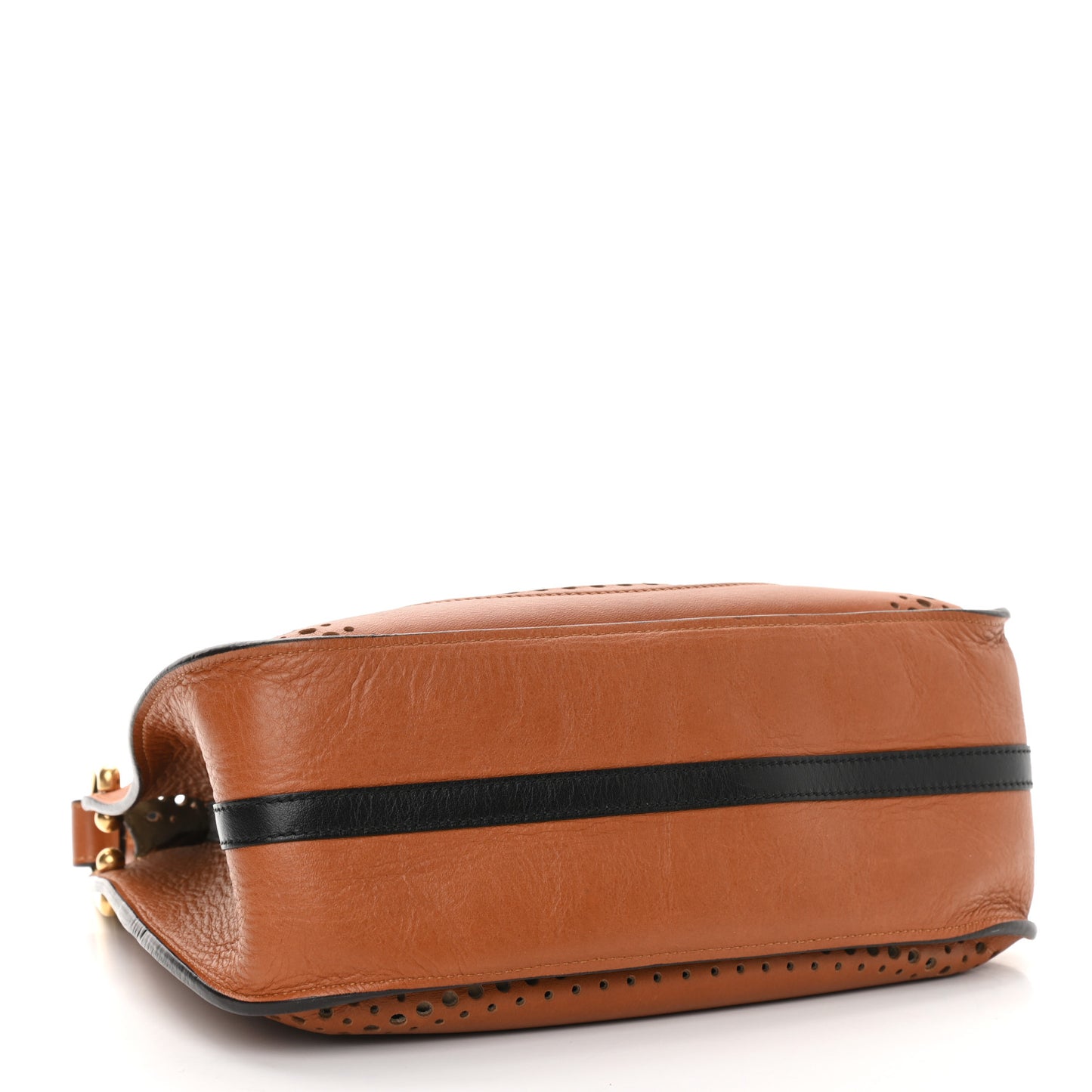Calfskin Perforated Small Hayley Hobo Caramel