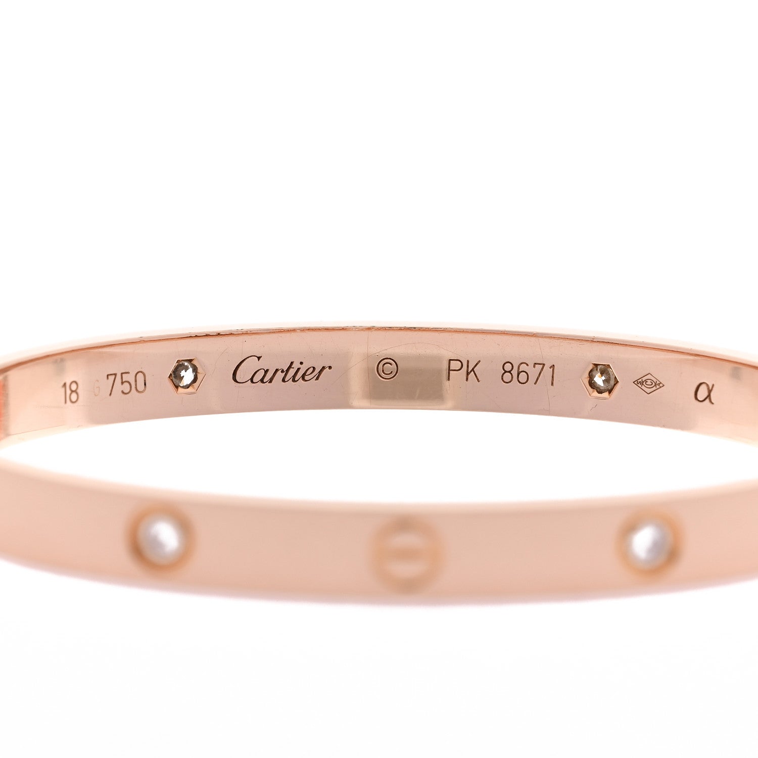 Cartier 18K Pink Gold 4 Diamond LOVE Bracelet 18 3 of 8