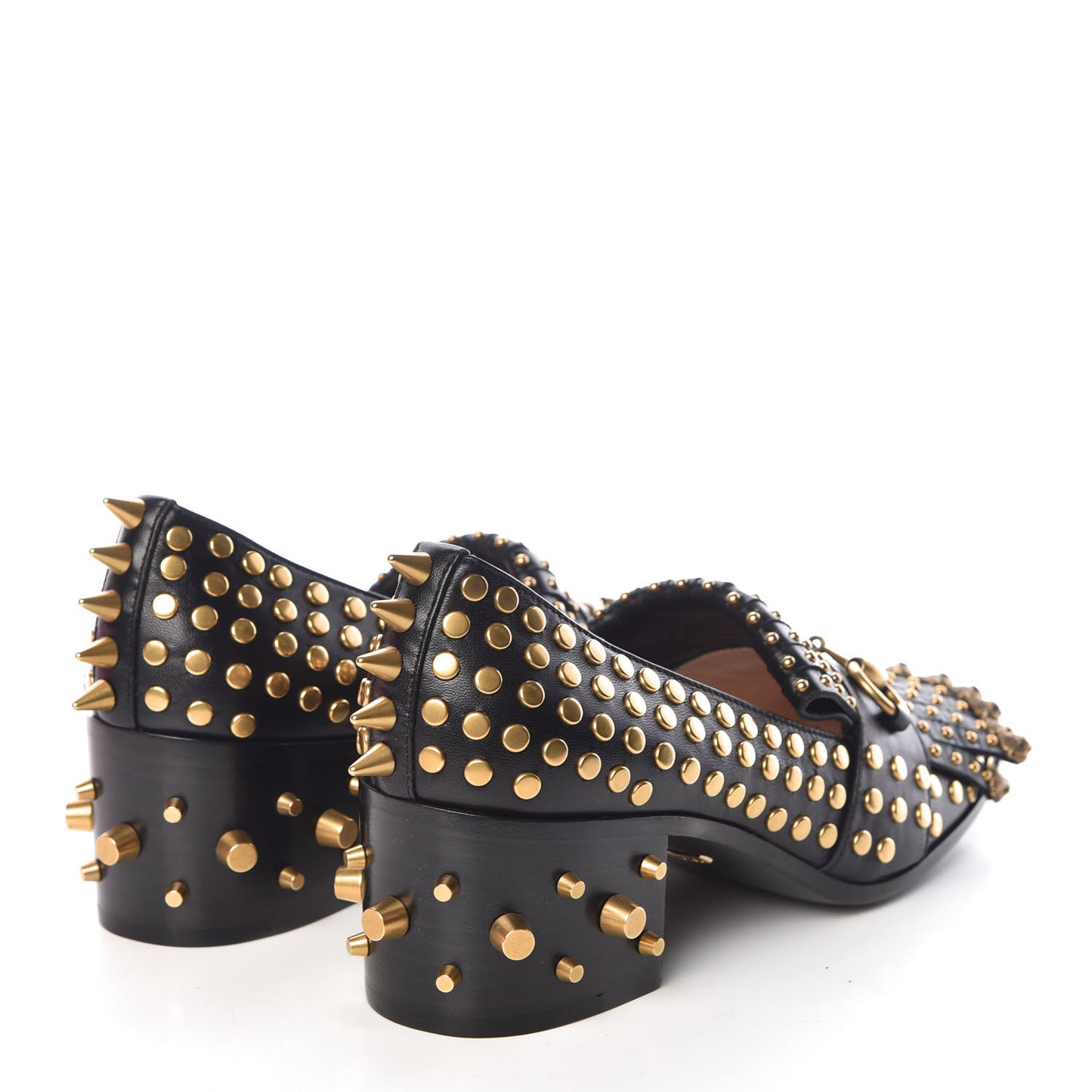 Malaga Kid Studded Polly Fringe 55mm Loafer Pumps 36 Black