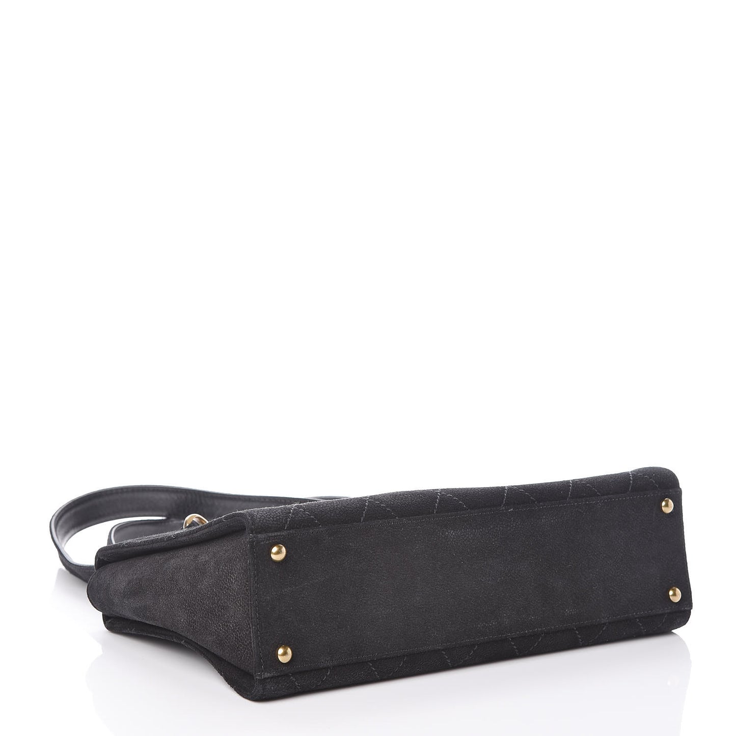 Suede Stitched Shoulder Bag Black